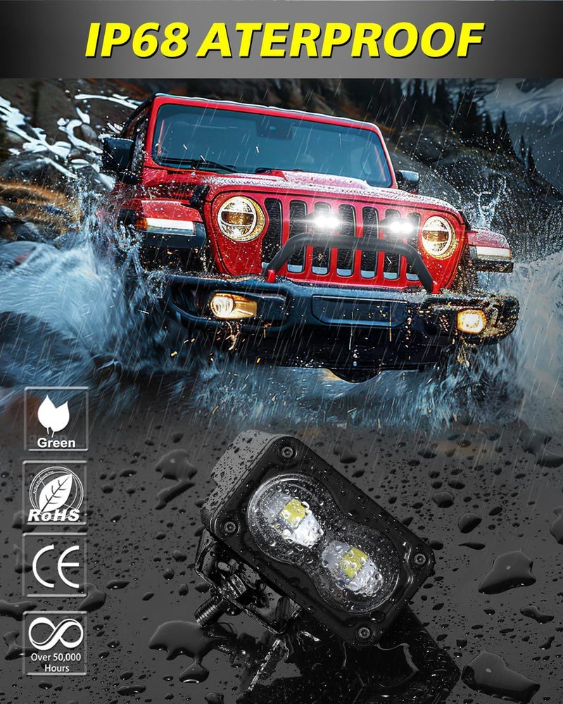 AKD Part 3 Inch SAE LED Fog Lights 40W DOT Approved Mini LED Light Pods Street Legal Cut-off Low Beam Small Offroad Lights Fog Pods Lights 2 Packs for Trucks Pickup Motorcycle Dirt Bike SUV UTV ATV - Image 5